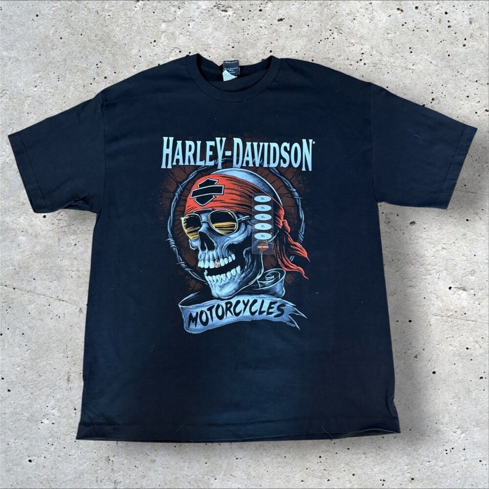 Harley Davidson Mens XL Shady Skull Central Maine Hermon Graphic T Shirt NWT